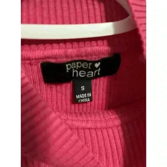 Paper Heart Sweater Women’s Size Small Pink Mock Turtleneck Ribbed Knit - Picture 4 of 8